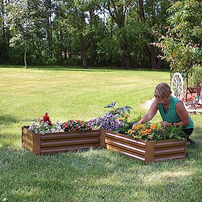 Sunnydaze Galvanized Raised Garden Bed, L-Shaped, 5x5x1 ft, Brown - color: Brown