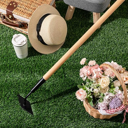 2 Pcs 55 Inch Hoe Garden Tool Diamond Head Heavy Duty Long Handle Weeding Tool Push Pull Action Stirrup Hula Hoe with Forged Steel 4 Sharp Edges for Digging Hoeing Loosing Soil