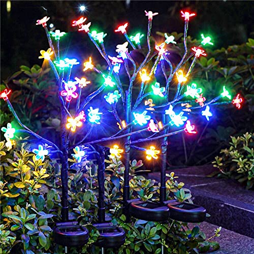 4 Pack Solar Lights Outdoor Waterproof, Garden Lights Solar Flowers - color: Multicolor Cherry 4Pack