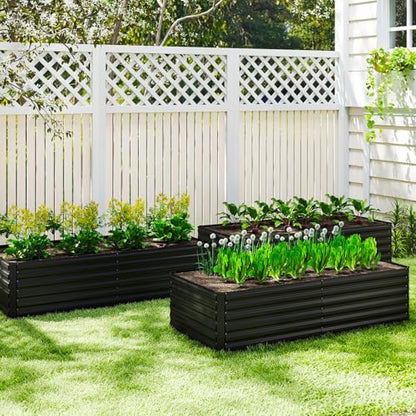 NAVINE 6x3x3ft Outdoor Metal Raised Garden Bed, Metal Planter Box, 2-Pack - color: Black, size: 6x3x3 FT-2PC