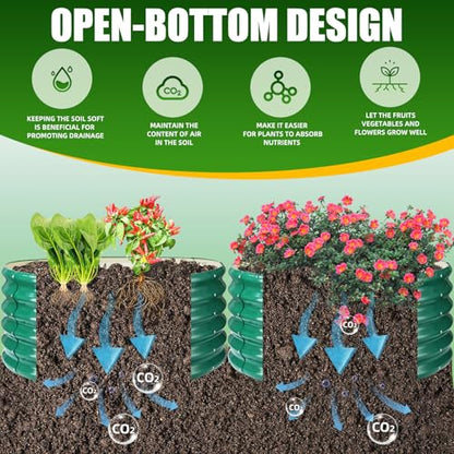TBMLC 17" Tall,40" Diameter Elevated Round Metal Raised Garden Bed Green - color: Dark Green, size: 3.3FT Diameter