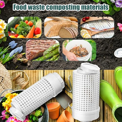 Blosssound 4 Pcs Inground Worm Composter Outdoor Farm Compost Bin Reducing Food Waste Composting Systems Sustainable Worm Composter for Raised Garden Beds at Home