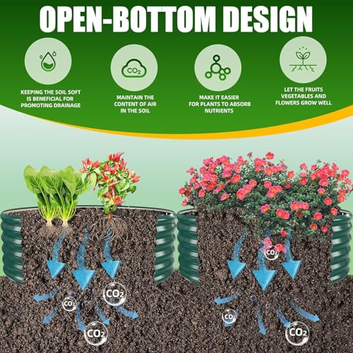 TBMLC 17" Tall,4 FT Diameter Elevated Round Metal Raised Garden Bed Green - color: Dark Green, size: 4FT Diameter