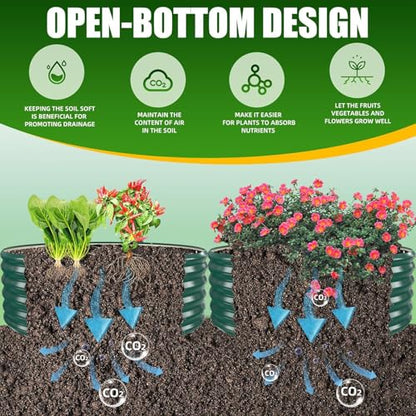 TBMLC 17" Tall,4 FT Diameter Elevated Round Metal Raised Garden Bed Green - color: Dark Green, size: 4FT Diameter
