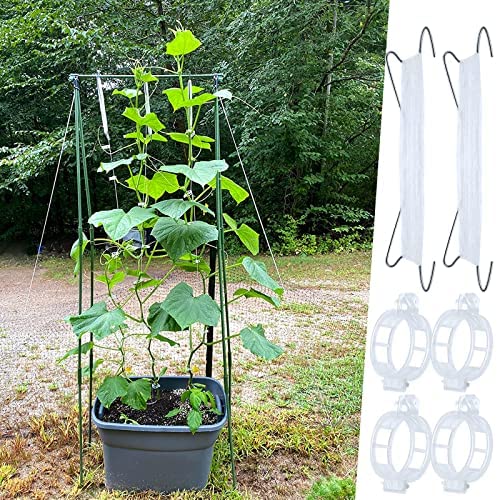 80Pcs Tomato Hooks with String, Support Hooks, Holder & Plant Support Clips with 33.3ft Twine to Prevent Pinching or Falling Off - color: White-80PCS