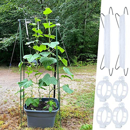 80Pcs Tomato Hooks with String, Support Hooks, Holder & Plant Support Clips with 33.3ft Twine to Prevent Pinching or Falling Off - color: White-80PCS