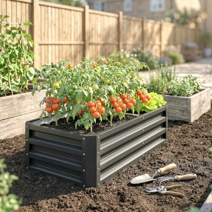 Outsunny 4' x 2' x 1' Galvanized Raised Garden Bed, Gray - color: Gray, size: 4' x 2' x 1'