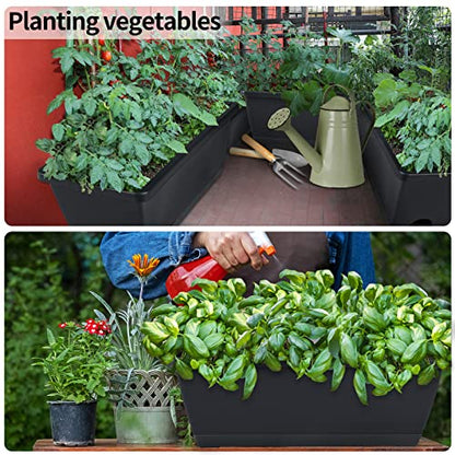 Window Box Planter,10Pack Plastic Vegetable Flower Planters Boxes - color: Black, size: 16.6 X 7 X 5.9 Inches