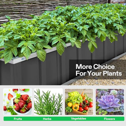 VIVOSUN 3-Tier Raised Garden Bed Outdoor Galvanized Steel 46x46x24 Gray - color: Gray