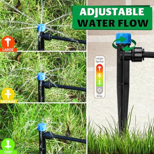Bonviee 20-Pack 1/4-Inch Quick-Connect Adjustable Drip Emitters, Stream - size: 20 Pack - Stream Push-To-Connect Emitter