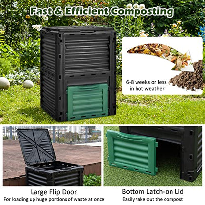 IRONMAX Garden Compost Bin, Outdoor 80 Gallon (300L) Composter, BPA Free Material & Easy Assembly, Composting Barrel for Fast Creation of Fertile Soil