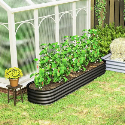 Outsunny 8' x 2' x 1' Galvanized Raised Garden Bed Kit, Dark Gray - color: Dark Gray, size: 8' x 2' x 1'