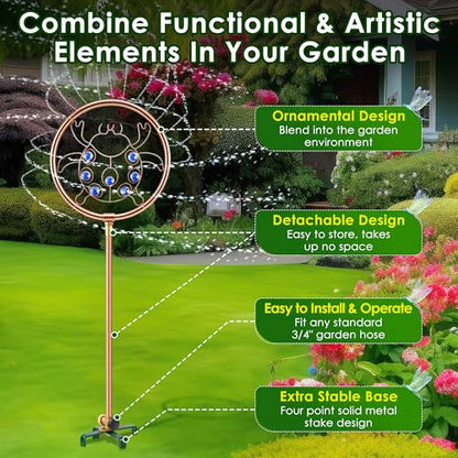 34" Ornamental Sprinkler, 360° Rotating, Ladybug - style: Ladybug