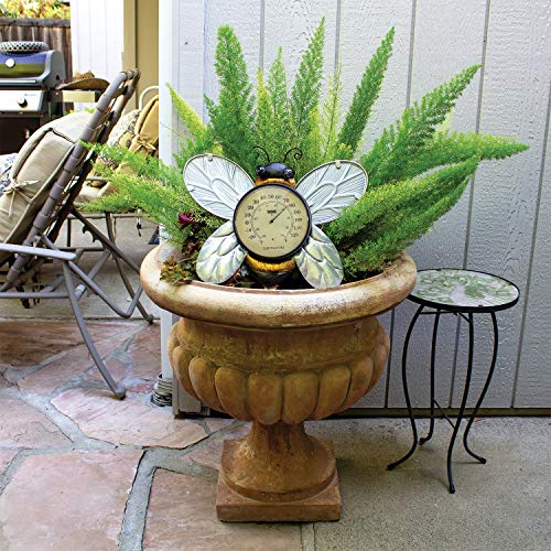 Poolmaster 54579 Bumble Bee Wall Décor and Thermometer for Home or Garden, Yellow - style: Bumble Bee