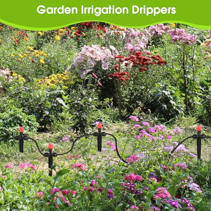 25Pcs Drip Irrigation Emitters – 8-Hole Adjustable Flow for 1/4" Tubing - color: Red