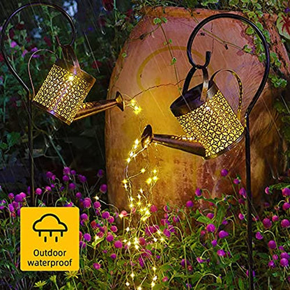 Neioaas Solar Watering Can Lights, Solar Lantern String Light with Bracket - color: Copper coin flower