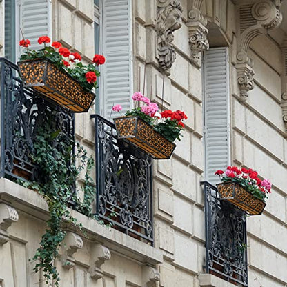 Geetery 6 Pack Window Railing Planter with Coconut Liner 30'', Vintage - style: Vintage