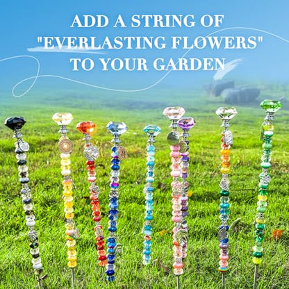 513Pcs DIY Beaded Garden Stakes, Fairy Wand Kit with 18 Threaded Rod - color: colorful