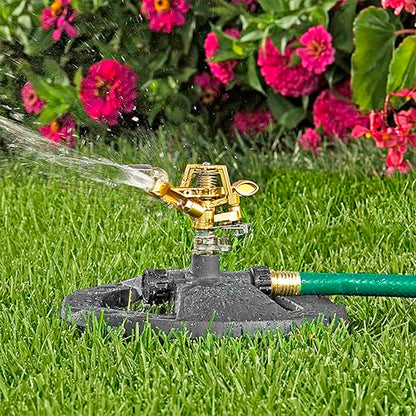 Melnor 65195AMZ Deluxe Pulsating Lawn Sprinkler, 85 ft. Diameter Coverage, Adjustable Watering Pattern, Metal Spray Head, Weighted Sled Base, Grey - style: Weighted Base