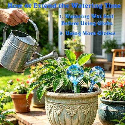 Large 12pcs Plant Watering Globes, Plant Watering Bulb Indoor Potted Plant - color: E. Blue A- Large 12pcs