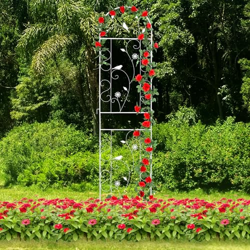 86.5" x 19.7" Metal Garden Trellis for Climbing Plants, White - color: 1 Pack - Arched - 86.5" x 19.7"-White