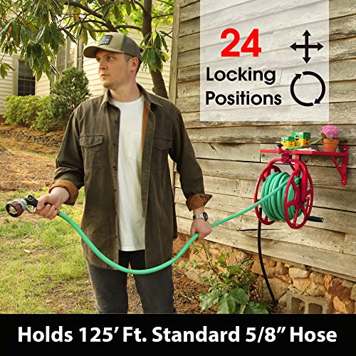 Liberty GARDEN 713 Revolution Multi-Directional Garden Hose Reel, Red - style: Industrial