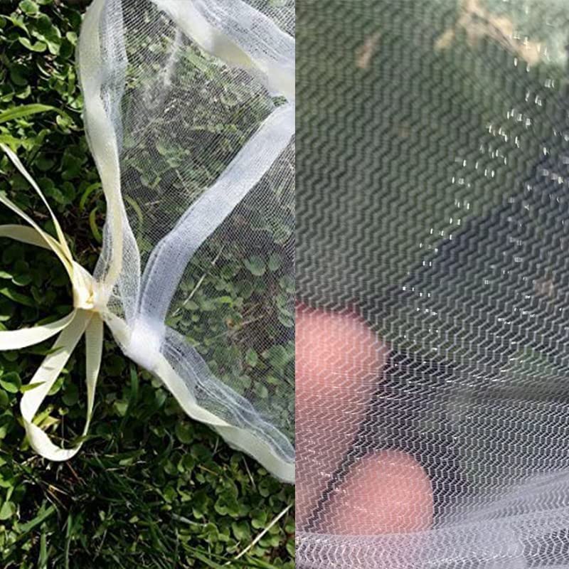 Agfabric Bird Netting 39" Hx39 W Garden Netting Insect Pest Barrier,Plant Cover Fruit Tree Netting Mesh Protection Bag with Drawstring,White,2 Pack - color: 2pack, size: 39"x39"