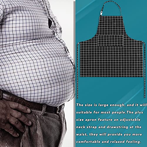 LOLOMLO Oversize Canvas Cotton Apron, Extra Large Aprons with Long Strap, Adjustable Neck Tear Resistant Plus Size aprons - color: Black Check