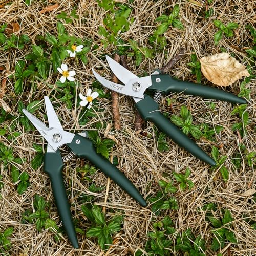LIVINGO 7.5" Garden Pruning Shears Straight Curved Blade Set