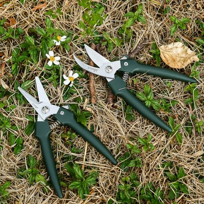 LIVINGO 7.5" Garden Pruning Shears Straight Curved Blade Set