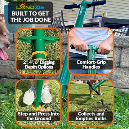 Landzie - Grass Plugger Tool, Manual Sod Cutter & Bulb Planter