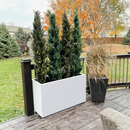 Metal Heavy Planter 32" L x 15" W x 24" H White Metal Rectangular Planter - color: White, size: 32*15*24
