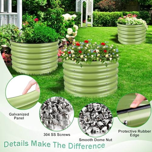 Angooni 2x2x1.4ft Galvanized Raised Garden Bed, Matcha Green Planter Kit - color: Matcha Green, size: 2x2x1.4 FT
