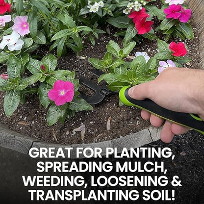 Garden Guru Hand Weeder Fork Tool – Rust Resistant High Carbon Steel – Ergonomic Handle – Great for Planting, Spreading Mulch, Weeding, Loosening & Transplanting Soil (4 Pack) - size: 4 Pack