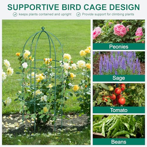 DoCred 3 Pack Peony Cage, 17.7" x 47.2" Metal Plant Support Garden Trellis - color: Deep Green, size: 47.2"H x 17.7"W/3PC