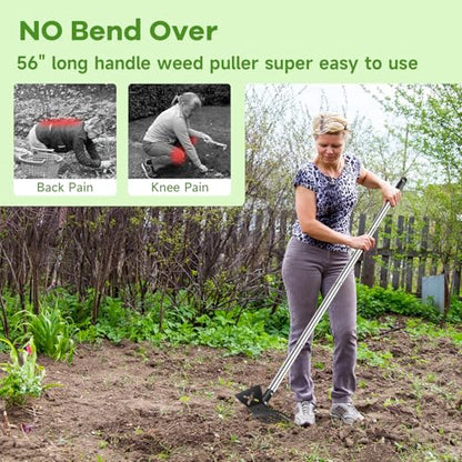 Garden Hoe and Cultivator, 56" Long Handle Weed Puller Tool