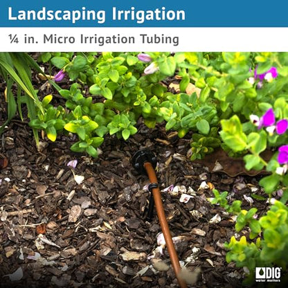 DIG B38100PB 100’ ¼” Polyethylene Tubing (.170 ID x .250 OD) | Blank Tubing for Drip Irrigation | Durable, UV-Resistant Feeder Line for Gardens, Landscaping, Irrigation Projects (Brown)