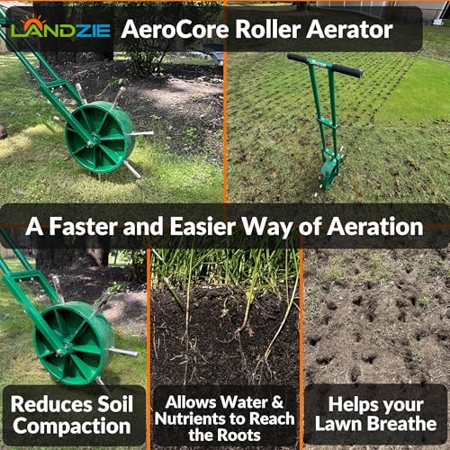 Landzie - Rolling Lawn Aerator, Manual Core Plug Aerator - size: Single