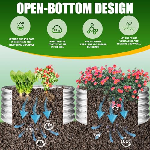 TBMLC 17" Tall,40" Diameter Elevated Round Metal Raised Garden Bed Silver - color: Silver, size: 3.3FT Diameter