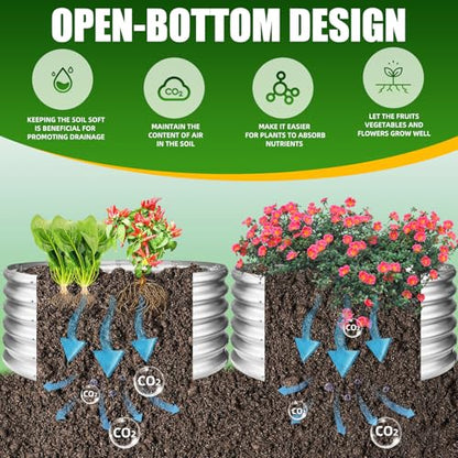 TBMLC 17" Tall,40" Diameter Elevated Round Metal Raised Garden Bed Silver - color: Silver, size: 3.3FT Diameter
