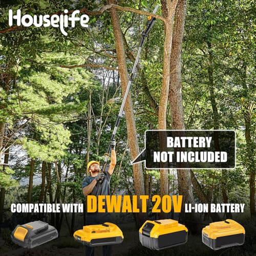 8-Inch Cordless Pole Saw Compatible with Dewalt 20V Max Battery - color: Pole Black