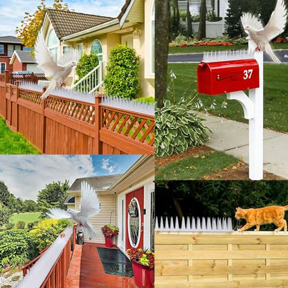 TOBWOLF Bird Spikes, 12 Pack Plastic Pigeon Deterrent Spikes, White