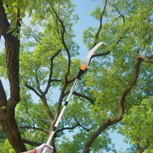 7.7 FT Manual stainless steel Lightweight pole trimmer saw, Long Extension trimmer saw With blade-shaped tree pruning for Yard Garden and Patios Trees Branches Cutting - size: 7.7 FT