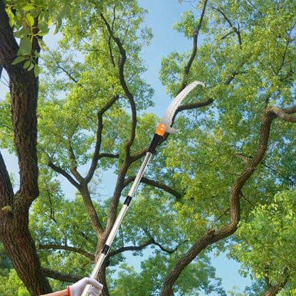 7.7 FT Manual stainless steel Lightweight pole trimmer saw, Long Extension trimmer saw With blade-shaped tree pruning for Yard Garden and Patios Trees Branches Cutting - size: 7.7 FT