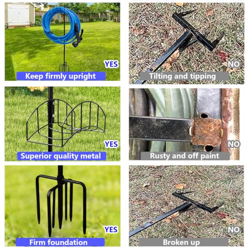 2-Pack Heavy Duty 7-Prong Garden Hose Holder with Dual Hooks - size: 2Pack-65IN-4 Hooks