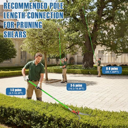 30 Ft Manual Pole Saw, Extendable Tree Pruner Blade and Scissors Set - color: 30ft Fiberglass Handle With Scissor