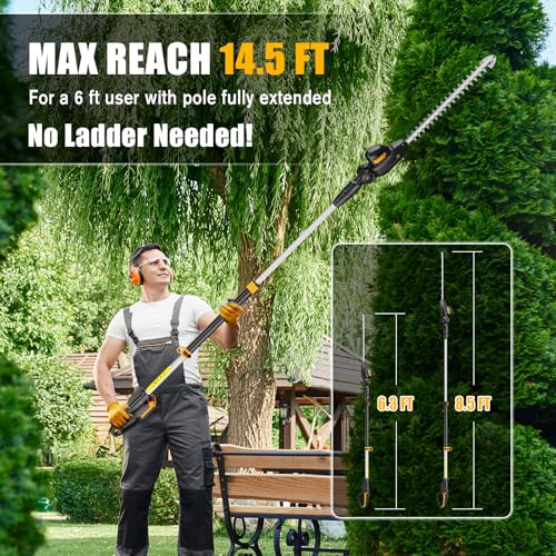 Pole Hedge Trimmer Cordless Compatible with DEWALT 20V Battery, Tool Only