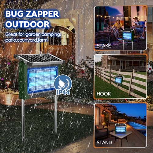 PhatroyYee Solar Bug Zapper Outdoor, Waterproof Mosquito Fly Zapper 4500V - color: Army Green