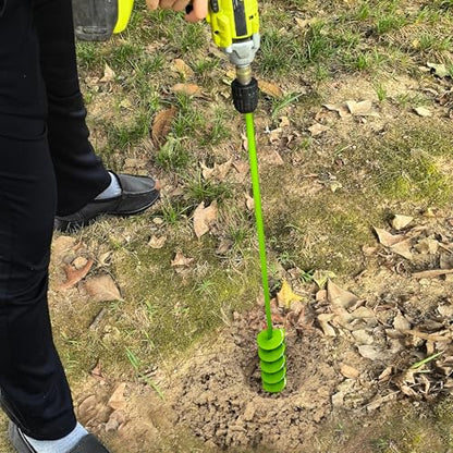 3" x 24" Garden Auger Drill Bit for Planting and Post Hole Digging - Upgraded Spiral Design, Solid Shaft - Hex Driver Drill Compatible - color: 3"x24"-Green