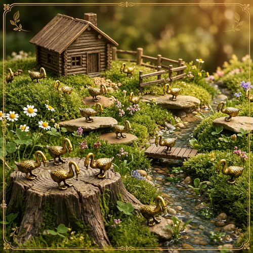 Civaner 50 Pcs Mini Brass Goose, Small Goose, Mini Metal Animals Statue - style: Goose
